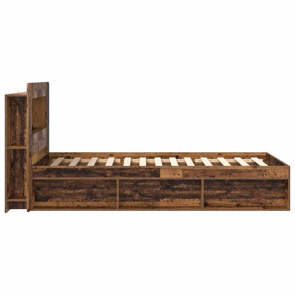 Berkfield Home Bed Frame with Storage in Old Wood Brown, W: 80 cm, L: 200 cm – 2