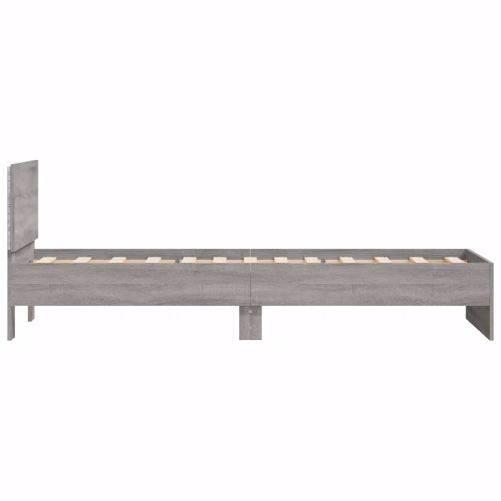 Berkfield Home Single Bed Frame with LED Under-Bed Lighting in Grey Sonoma, W/D/H: 90 x 190 x 70 cm – 5
