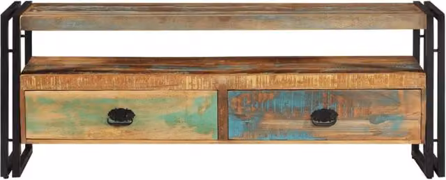 Berkfield Home Retro TV Cabinet in Multicolour Solid Reclaimed Wood and Metal