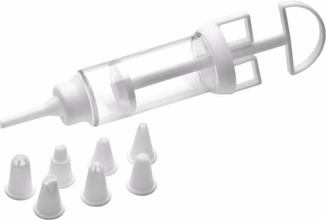 Orsina Hallie Cake Decorating Set with 36 White Transparent Plastic Piping Bags and 7 Nozzles
