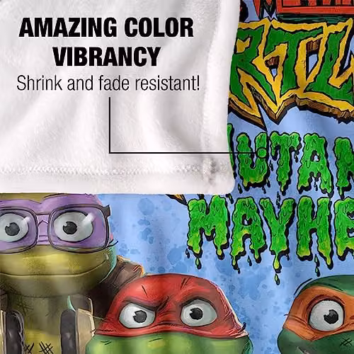 LOGOVISION Teenage Mutant Ninja Turtles Mutant Mayhem White Silky Touch Super Soft Fleece Throw Blanket W/D/H: 152 x 127 cm – 3