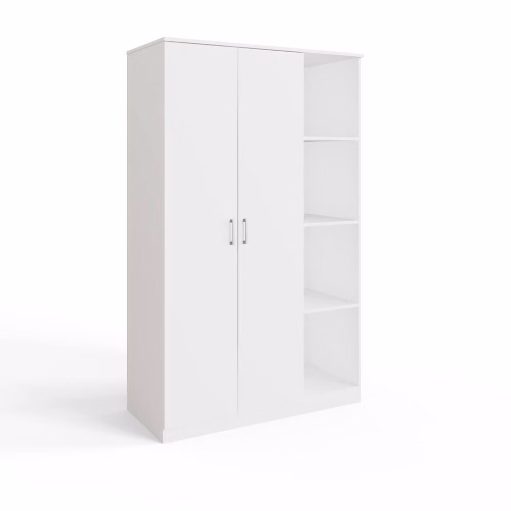 GFW Bailey White Matt 2 Door Freestanding Wardrobe with Internal Shelves – 2