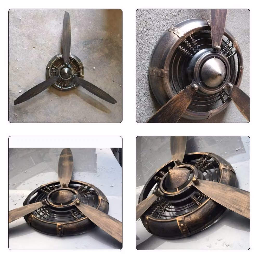 SPETLEK Industrial Retro Airplane Propeller Iron Wall Clock in Bronze – 2