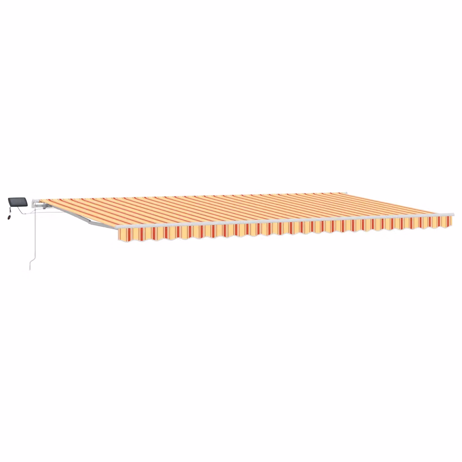 Berkfield Home Manual Retractable Wall-Mounted Garden Awning with LED, Yellow, Orange and Multicolour Striped, W: 600 cm, D: 300 cm – 2