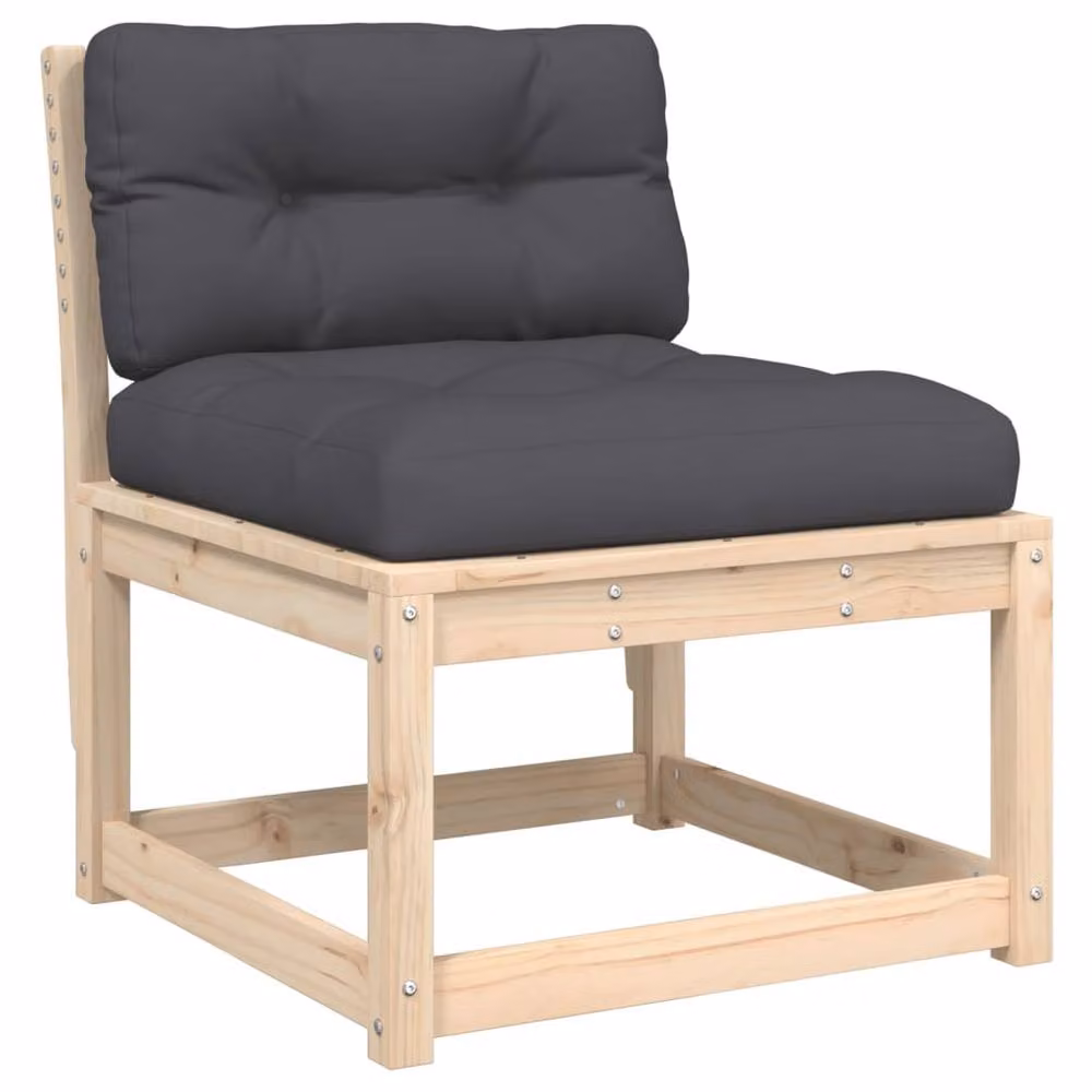Berkfield Home 2-Piece Outdoor 2-Seater Garden Sofa Set in Solid Pine Wood with Fabric Cushions in Light Tan – 3
