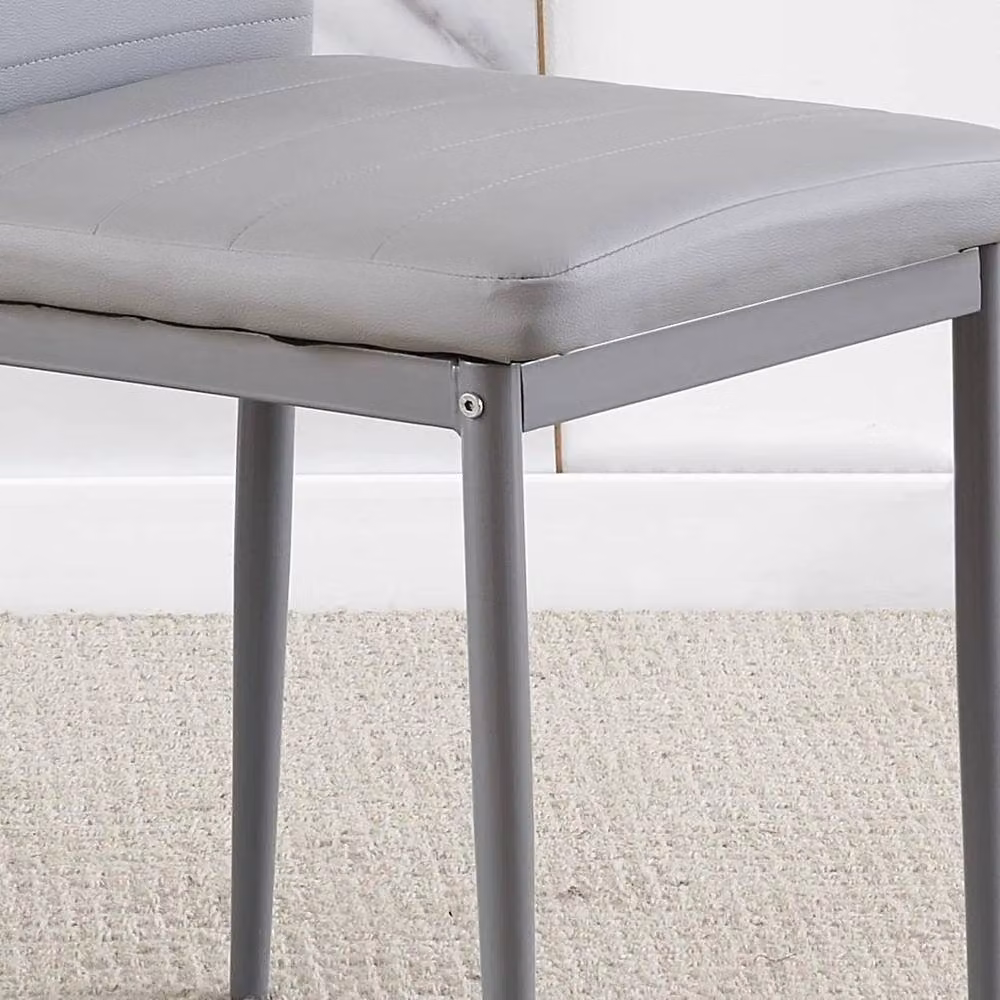 FORGEVIO Modern 2-Seater Dining Set with Marble Rectangular Table and Upholstered Chairs in Grey – 2