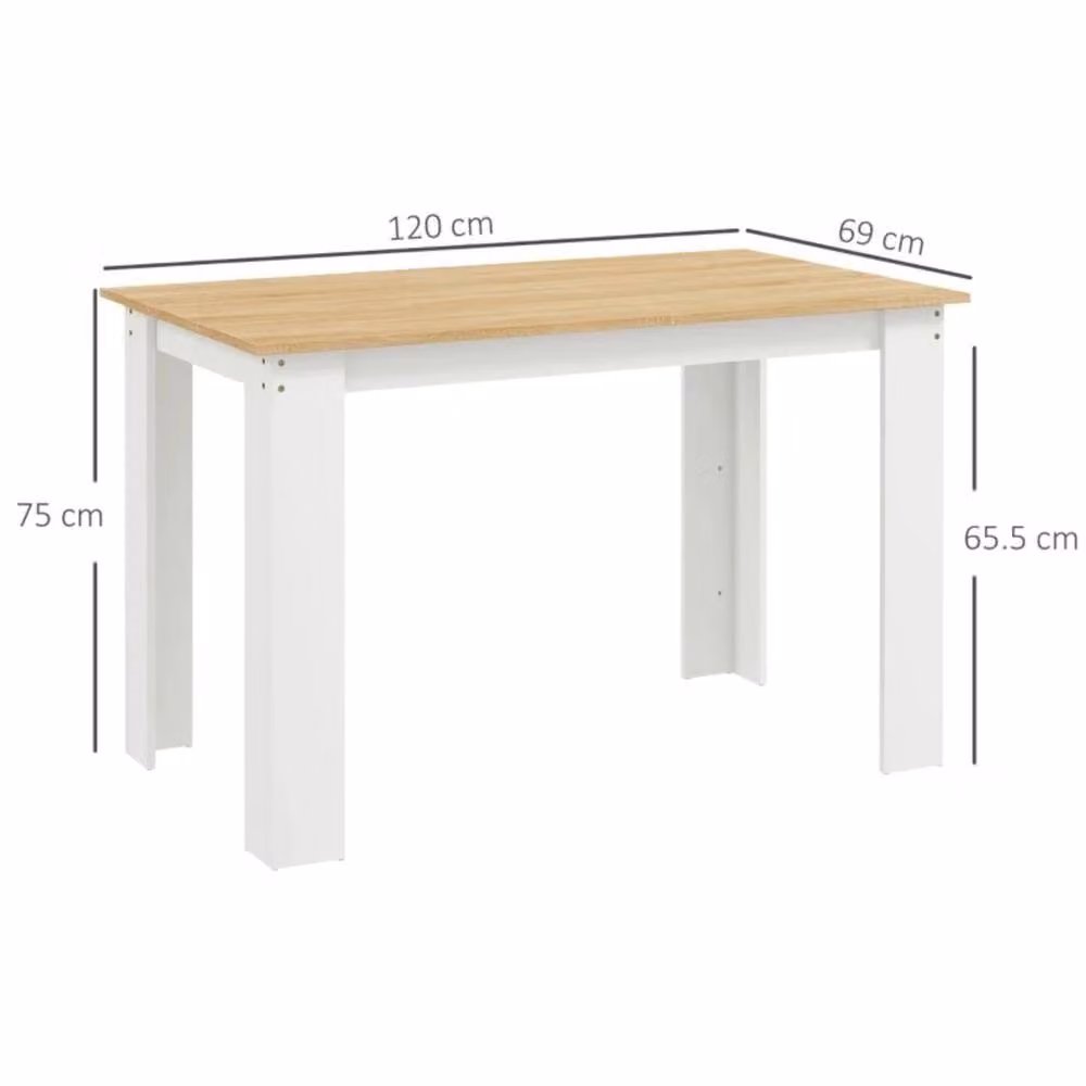 FORGEVIO Modern Wood Effect Rectangular Dining Table, 4-6 Seater, White and Multicolour – 2