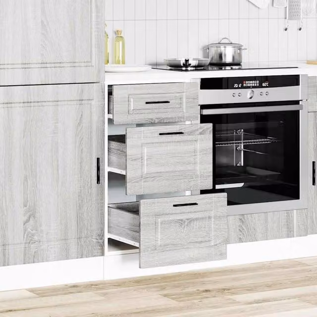 Berkfield Home Porto Kitchen Base Cabinet in Grey Sonoma Engineered Wood, H 81.5 x W 46.0 x D 40.0 cm