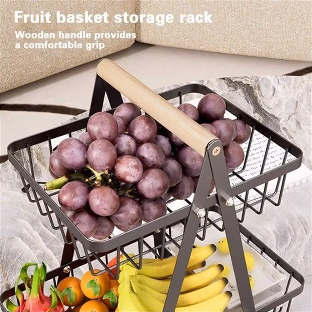 PAWNORA 2 Tier Metal Fruit Storage Basket in Black – 3