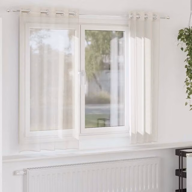 Berkfield Home Plain Transparent Voile Fabric Curtains with Eyelets, Beige, W: 140 cm, H: 175 cm, 2 Pack