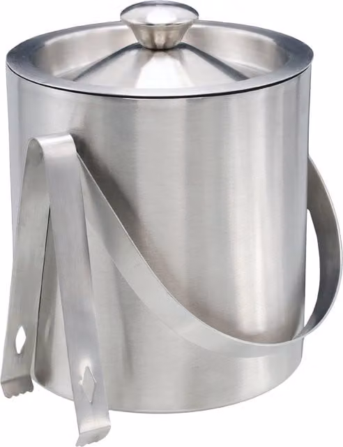 Buckingham Double-Wall Stainless Steel Ice Bucket with Lid and Tongs, 1.75 l, Matt Silver