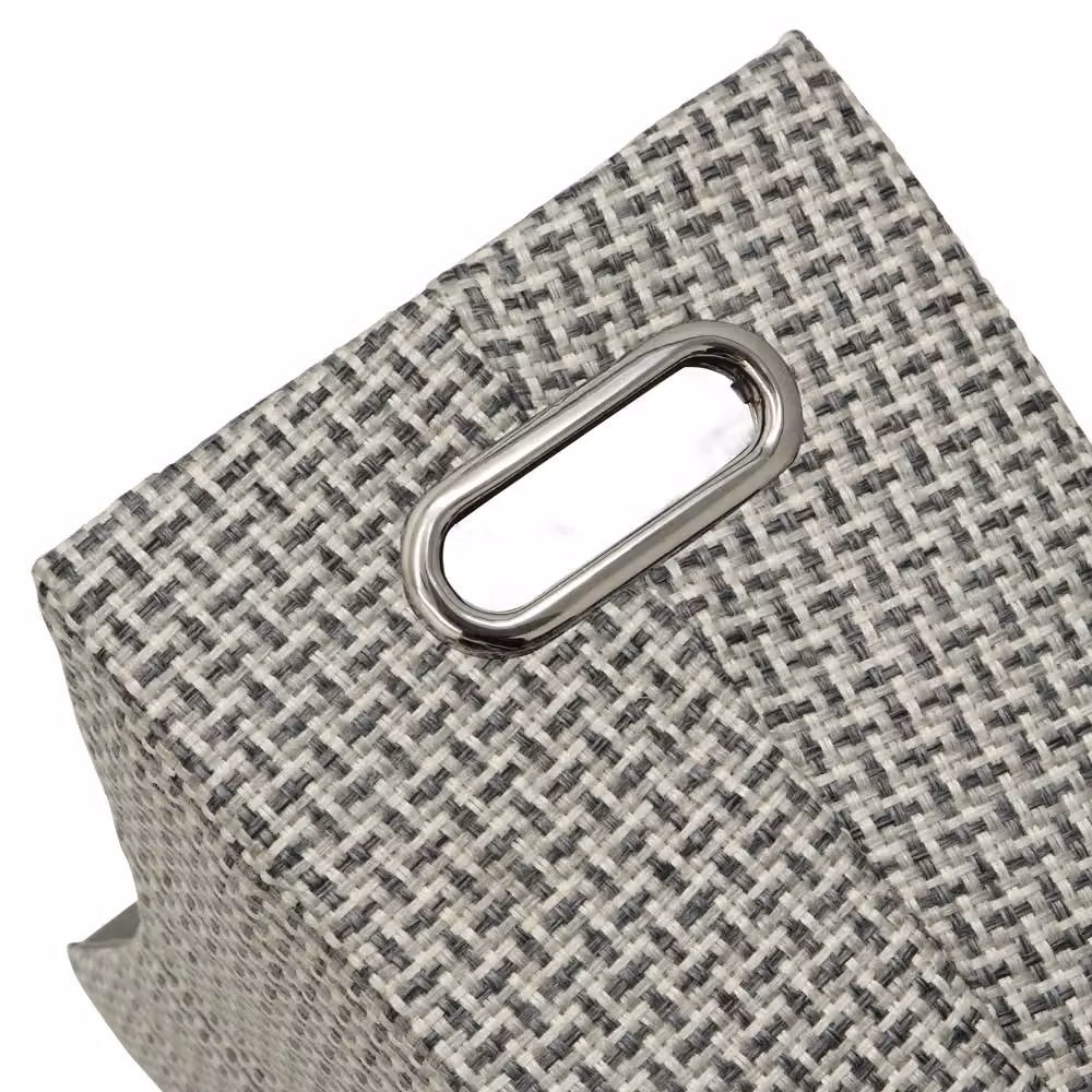 JVL Silva Fabric Magazine Holder with Inset Handles, Grey, H: 35.5 cm x W: 29.0 cm x D: 14.0 cm – 2