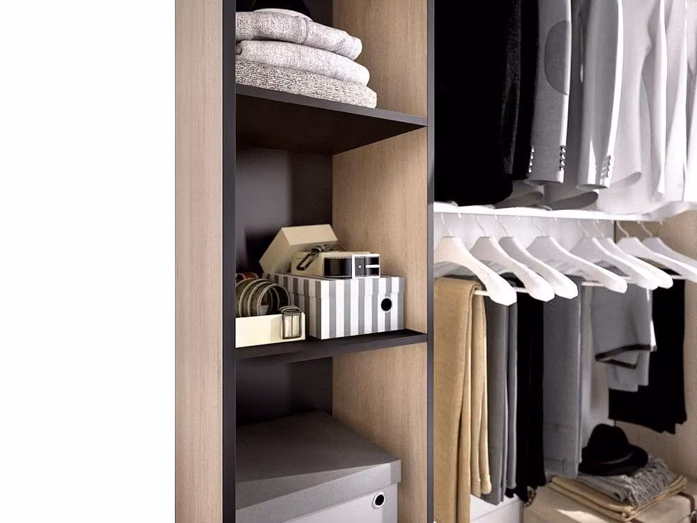 Vente-unique Extendable Wardrobe with Curtain in Oak and Dark Grey, W/D/H: 110 x 50 x 205 cm – 3