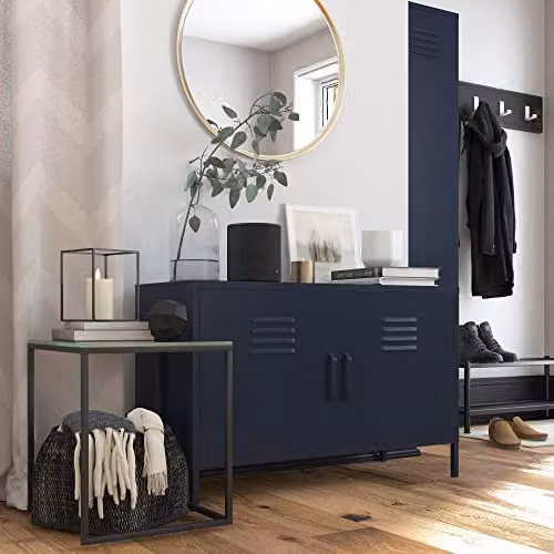 DHP Furniture Bradford Industrial Metal 2 Door Accent Cabinet in Blue, W/D/H: 64 x 40 x 100 cm – 2