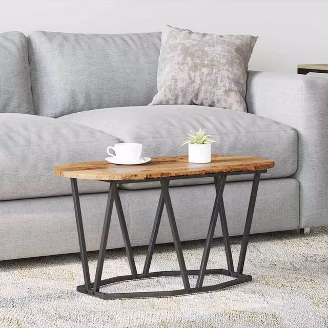 Berkfield Home Industrial Oval Coffee Table in Brown, W/D/H: 80 x 40 x 40.5 cm