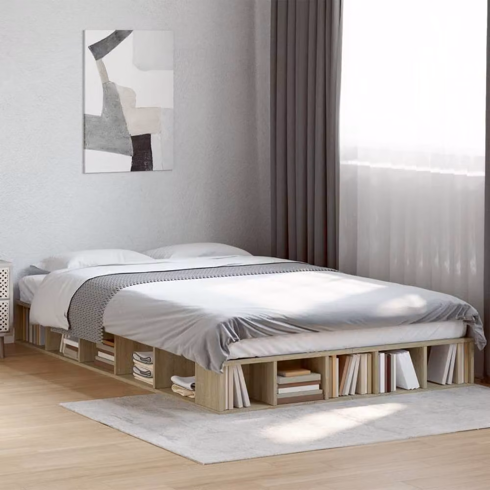 Berkfield Home Small Double Bed Frame in Sonoma Oak, Light Brown, W/D/H: 120 x 200 cm – 2
