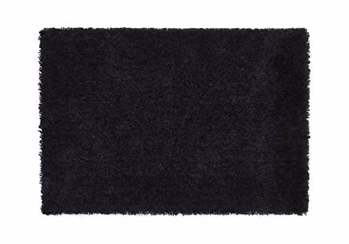Rugs Direct Modern Plain Black Rectangular Polyester Rug, W/D/H: 290 x 200 x 5 cm