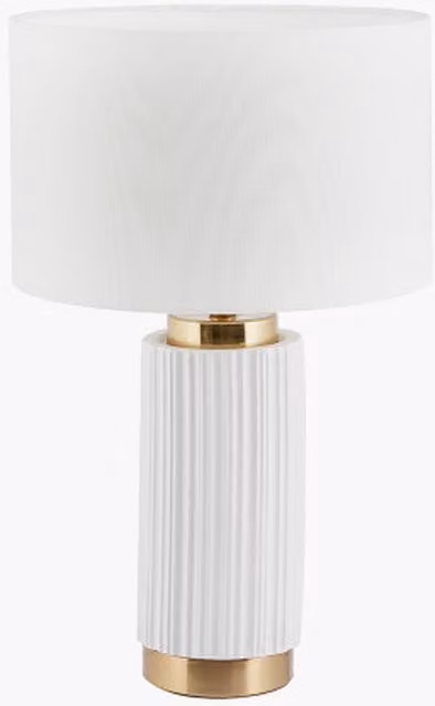 Pacific Lifestyle Textured Ceramic Table Lamp with Ribbed Pattern and Gold Detail in White