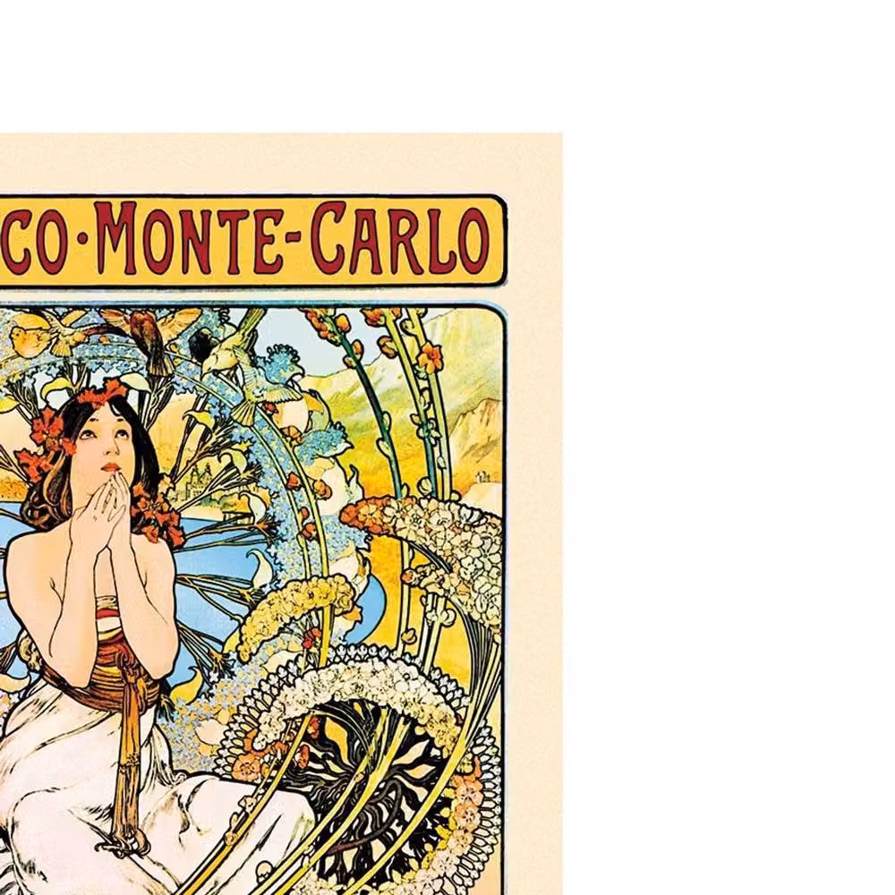 Alphonse Mucha Monaco-Monte Carlo Art Nouveau Paper Poster in Beige and Multicolour – 2