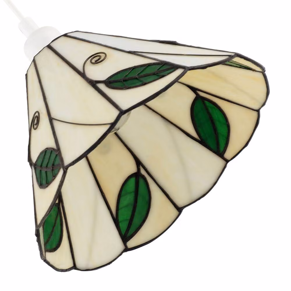 Happy Homewares Chic Floral Tiffany Glass Pendant Light Shade in Green and Multicolour – 2