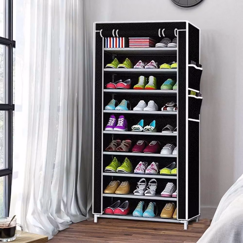 FORGEVIO 9 Tier Cabinet Storage Organiser Shoe Rack Stand in Black – 4