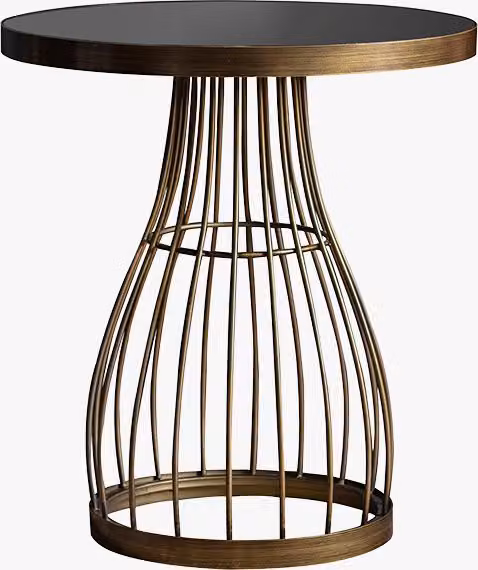 Perch & Parrow Vivien Side Table with Marble Top and Bronzed Metal Base