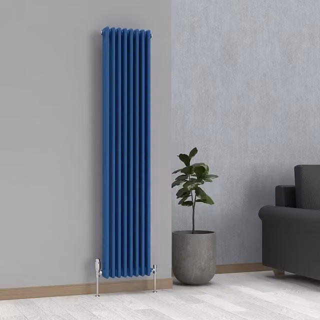 Lux Heat Vertical Coloured Column Radiator in Galaxy Blue, H 180 cm x W 38 cm