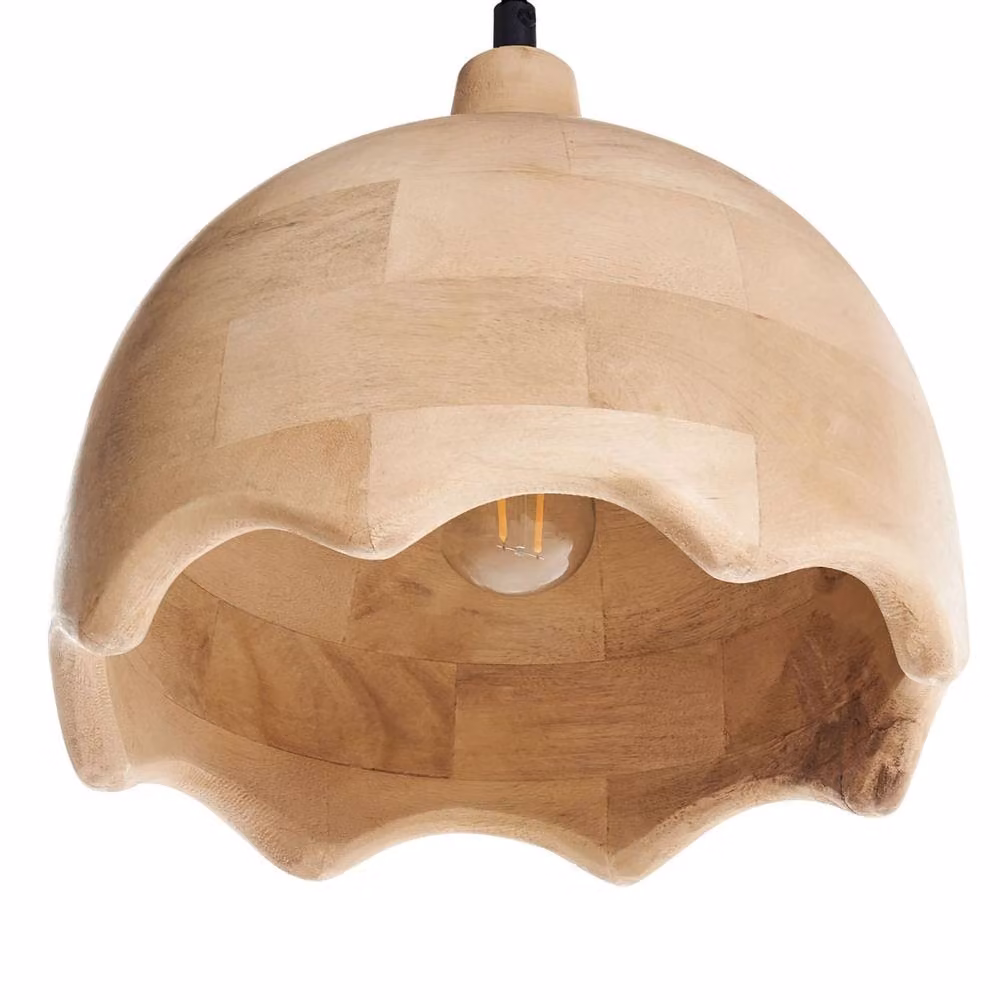 Wyld and Coco Round Mango Wood Pendant Lamp in Brown – 2