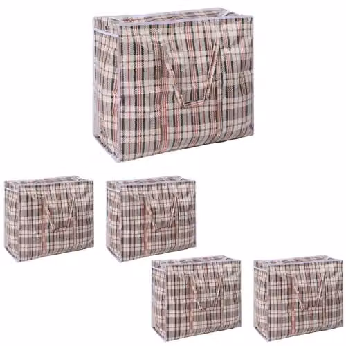 OHS Set of 5 Extra Large Reusable Laundry Storage Bags with Zips and Handles, Grey – 1