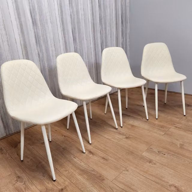 Kosy Koala Set of 4 Modern White Faux Leather Dining Chairs with Metal Legs