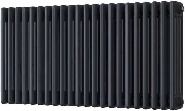 UK Radiators Alpha 4 Column Horizontal Traditional Cast-Iron Style Radiator in Anthracite Grey, W: 988 mm, H: 500 mm