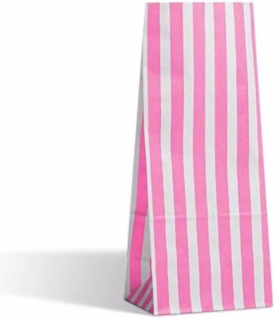 KDMD Pink Candy Stripe Pic N Mix Paper Bags, 75 Pack