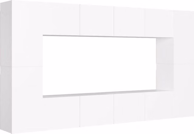 Berkfield Home 8 Piece Modern Glossy White Engineered Wood TV Cabinet Set