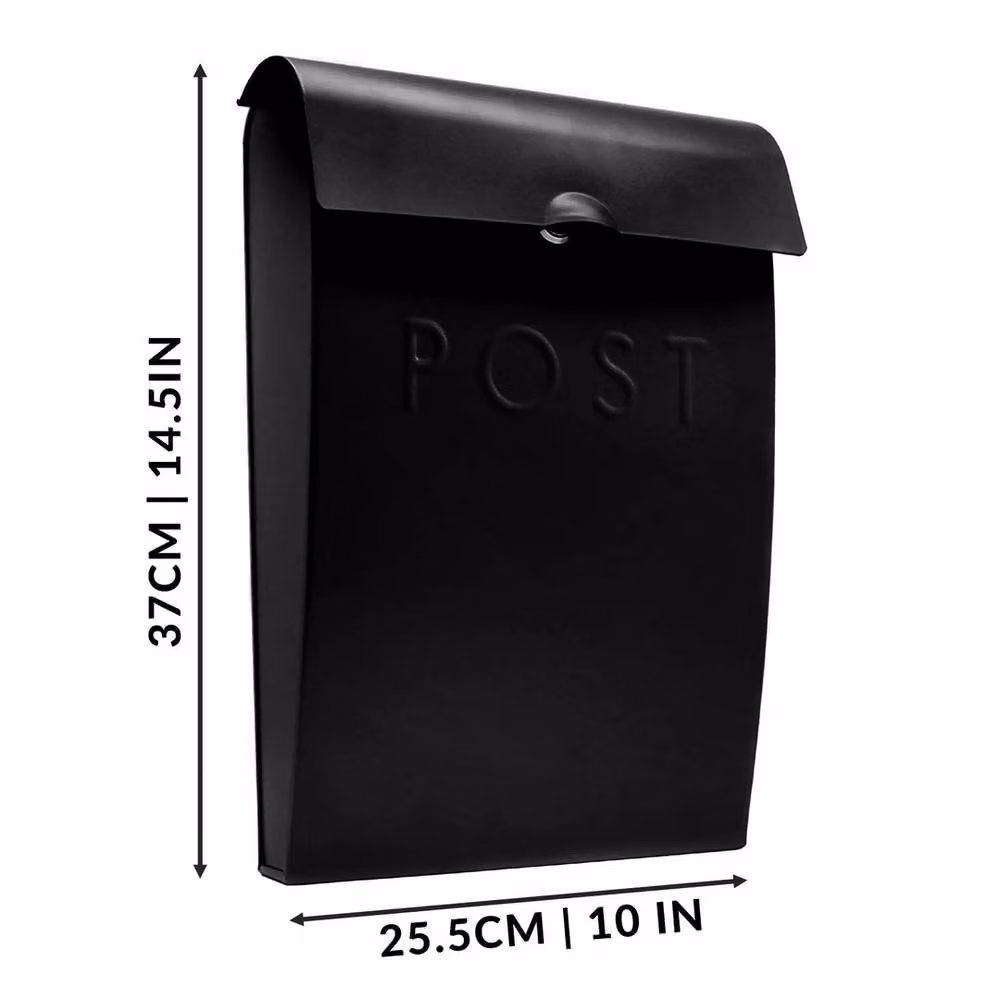 EONLION Lockable Wall Mounted Steel Outdoor Post Box in Black – 2