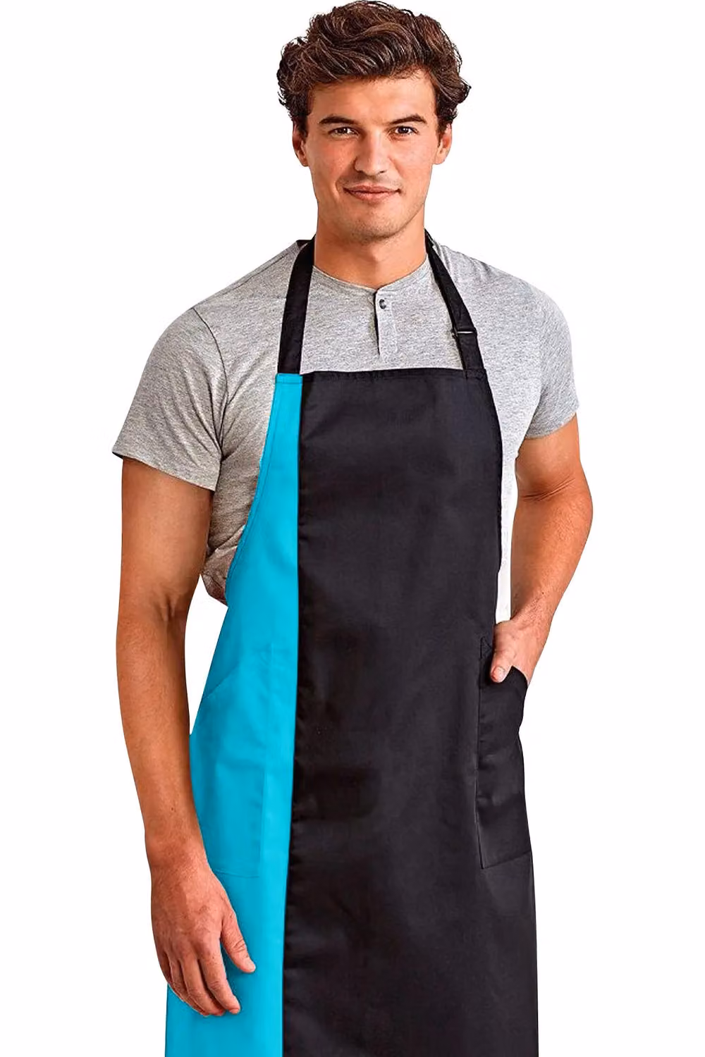 Premier Poly-Cotton Contrast Workwear Bib Apron in Black – 2