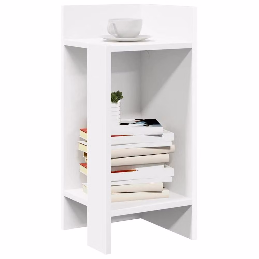 Berkfield Home Set of 2 White Side Tables with Shelf, W/D/H: 25.5 x 27 x 60 cm – 2