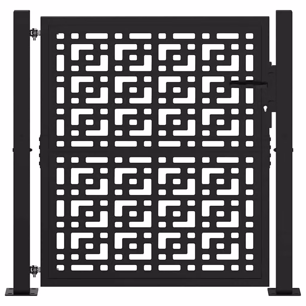Berkfield Home Black Steel Garden Gate with Cross Design, W: 105 cm, H: 106 cm – 3