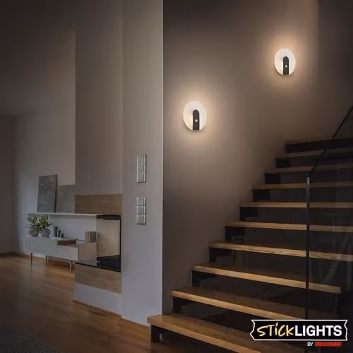 Briloner Sticklights Rechargeable LED Wall Light with Motion and Dusk Sensor, Black, W/D/H: 15.0 x 3.7 x 14.7 cm – 3