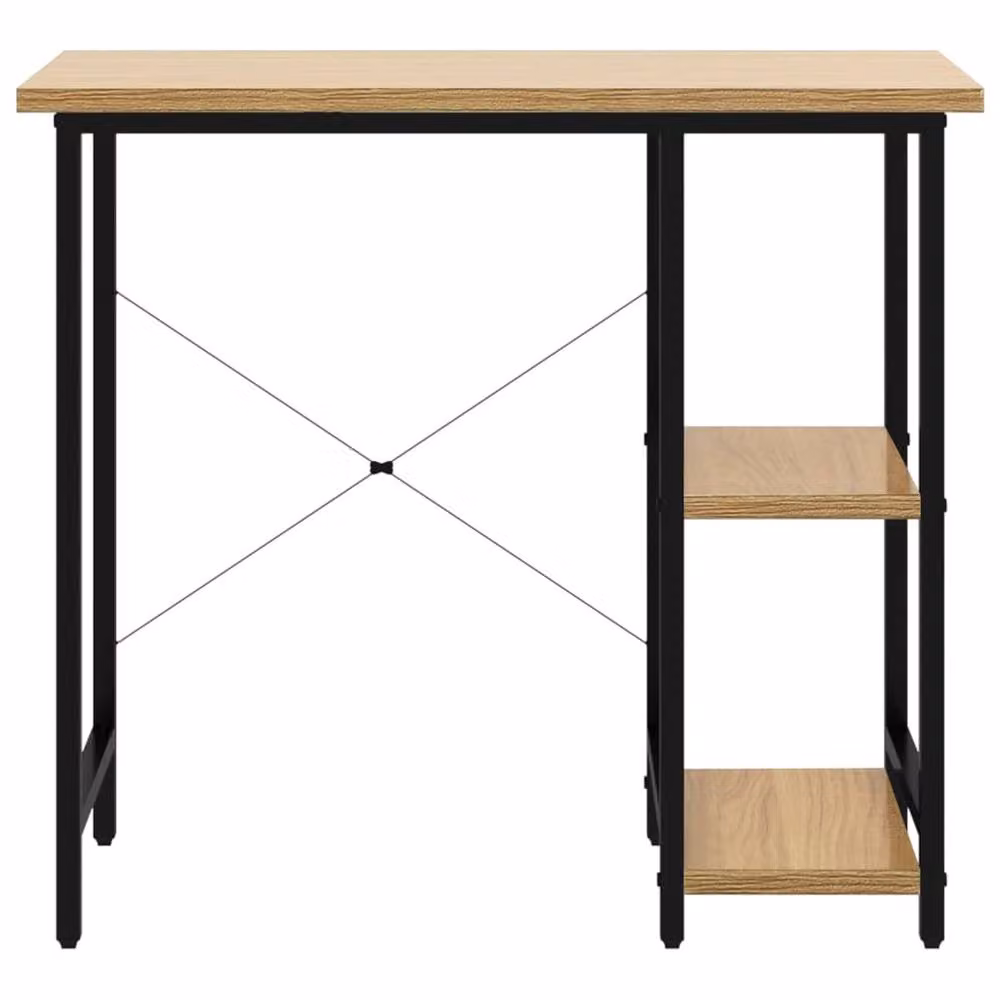 Berkfield Home Computer Desk in Black and Light Oak, W/D/H: 80 x 40 x 72 cm – 3