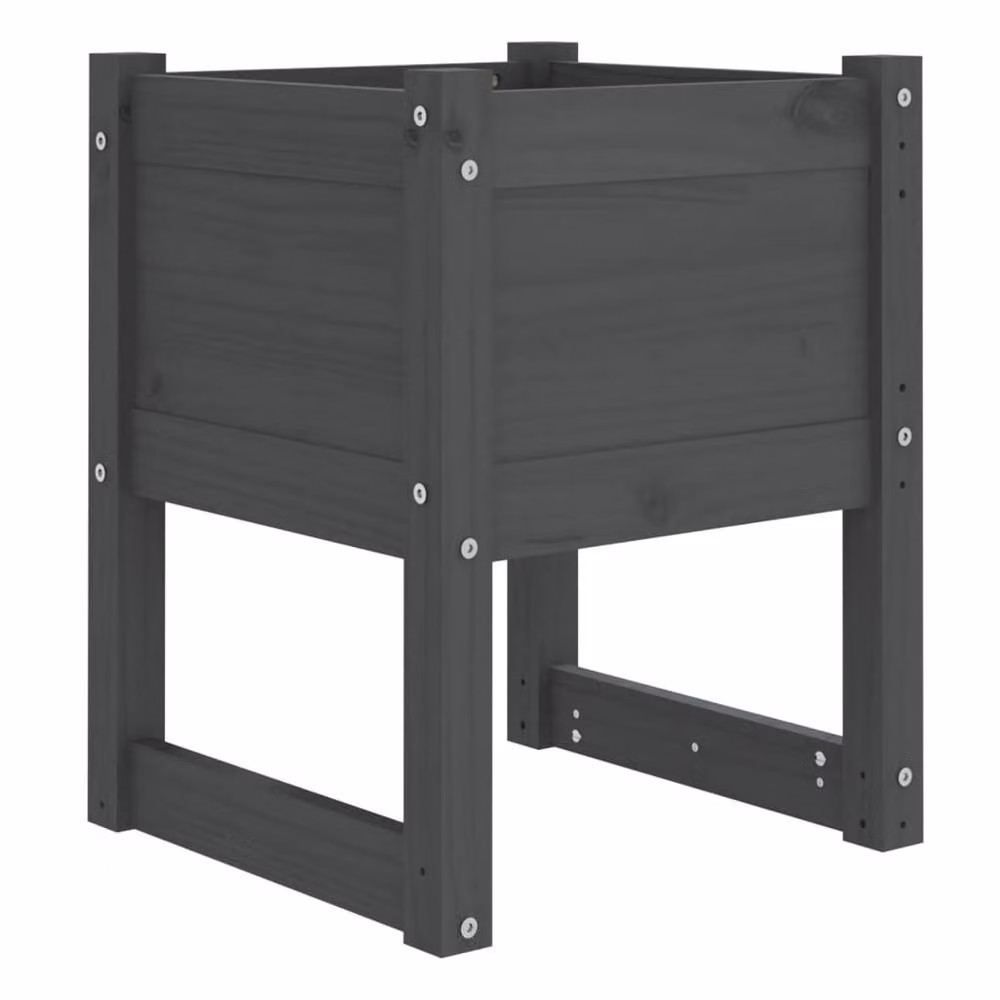 Berkfield Home Set of 2 Grey Solid Wood Pine Planters, W/D/H: 40 x 40 x 52.5 cm – 4