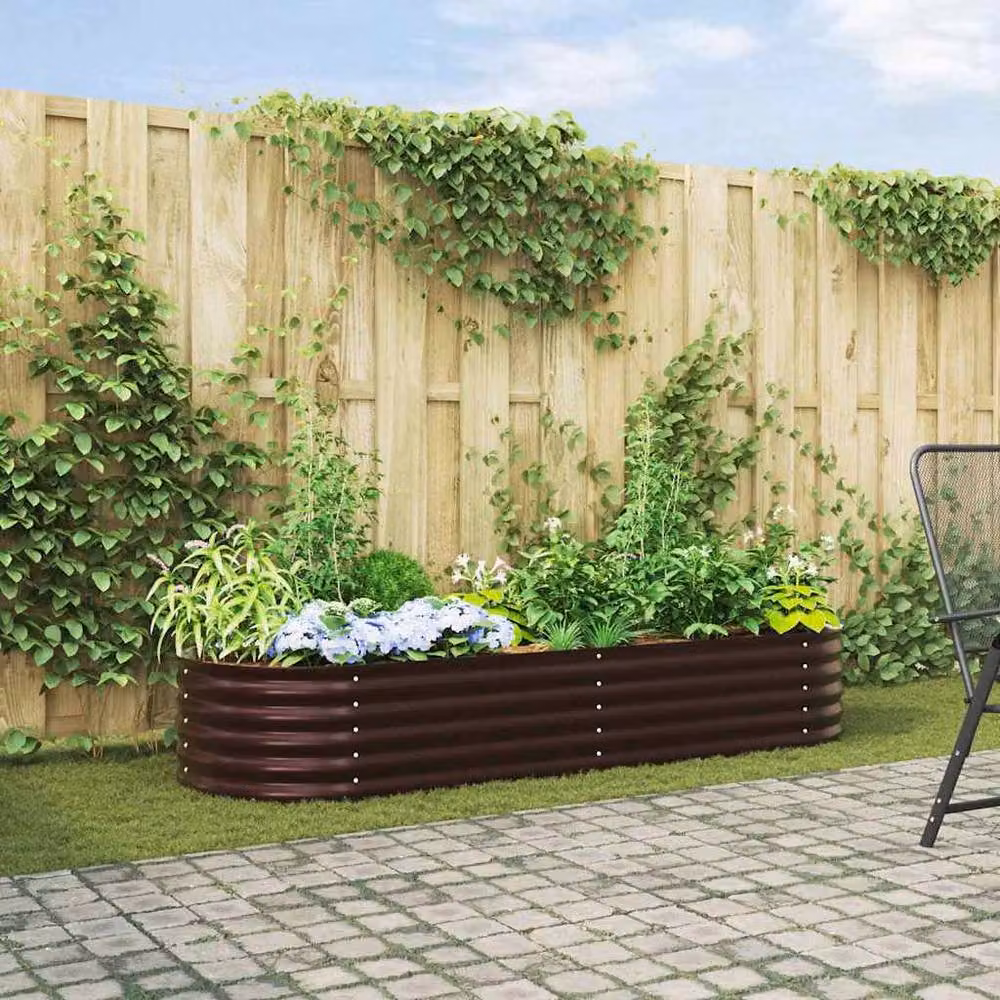 Berkfield Home Garden Brown Galvanised Steel Raised Bed W/D/H: 240 x 80 x 44 cm – 2