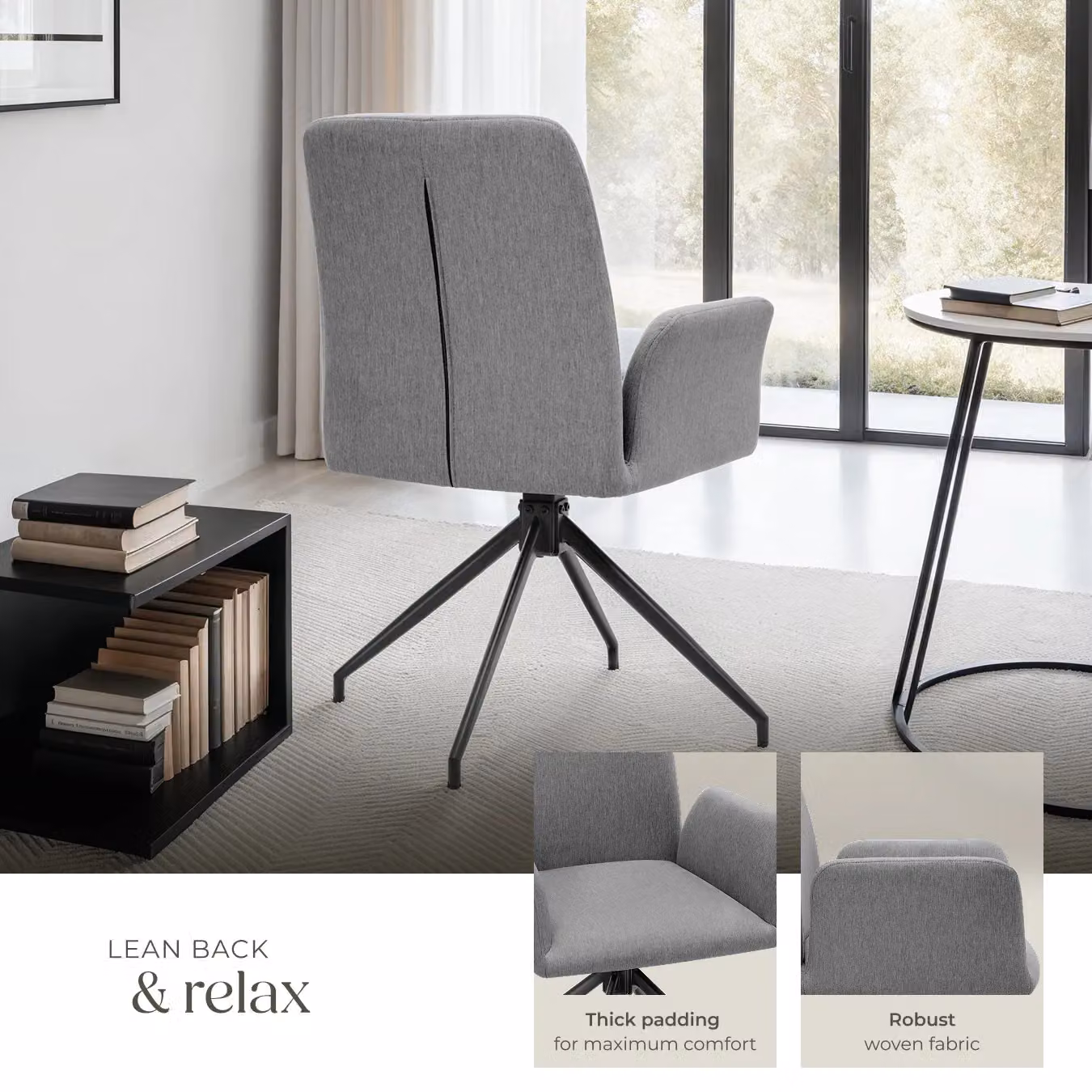tectake Daya Set of 6 Swivel Chairs in Anthracite Dark Grey – 4