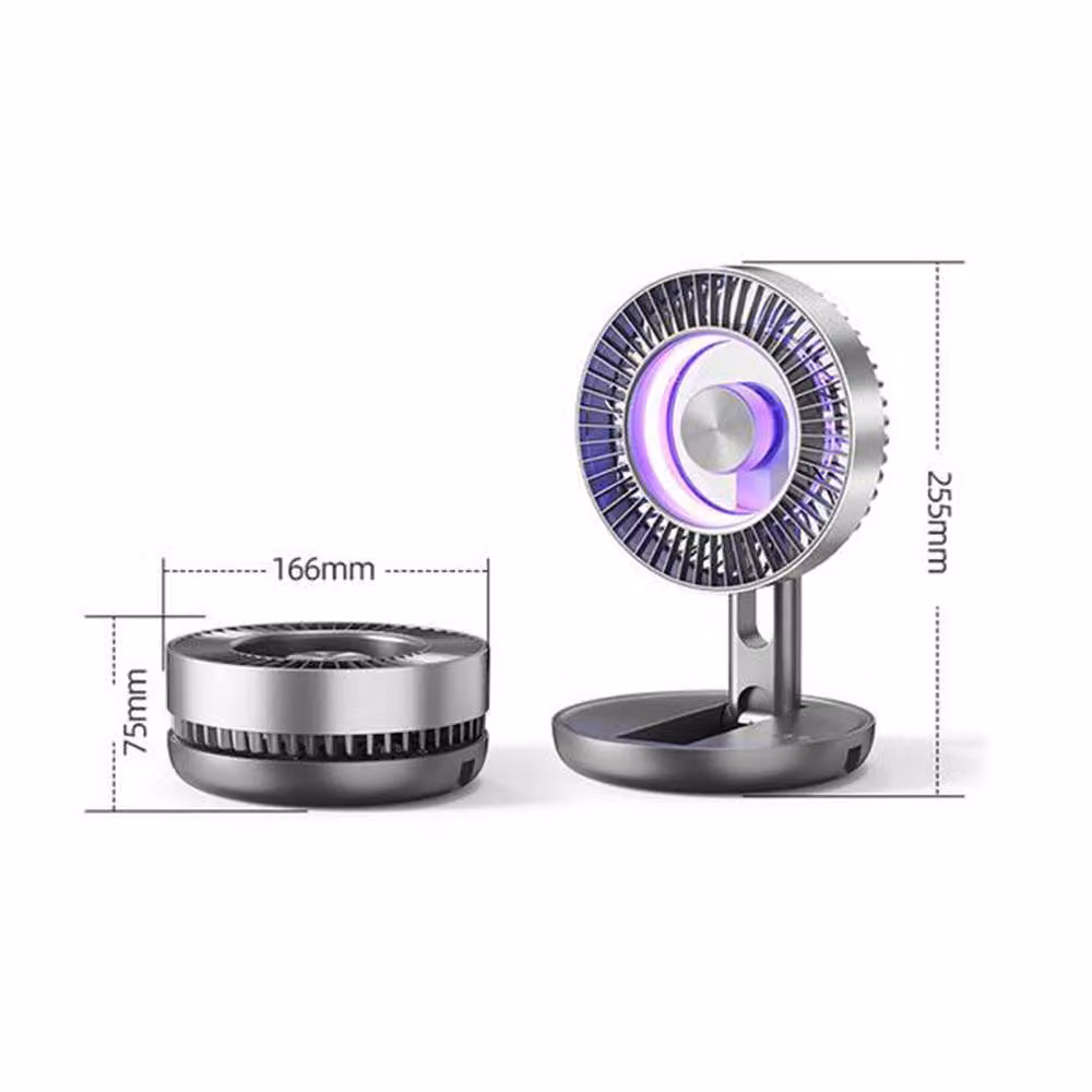 Quipulse Foldable Mini Fan with Colourful Ambient Light in White – 4