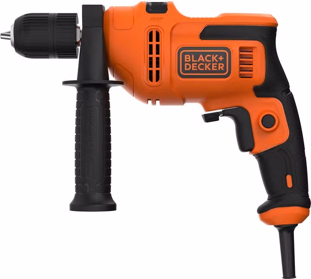 Black+Decker 500W Corded Mains Hammer Drill in Orange