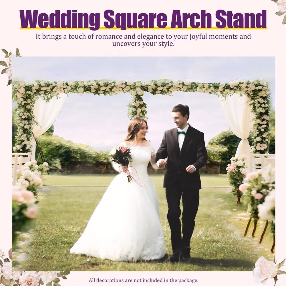 Havendro White Metal Backdrop Stand Kit with Weighted Base for Weddings and Events – 2