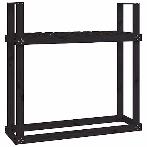 vidaXL Firewood Rack in Black Solid Pine Wood, W/D/H: 110 x 35 x 108.5 cm – 1