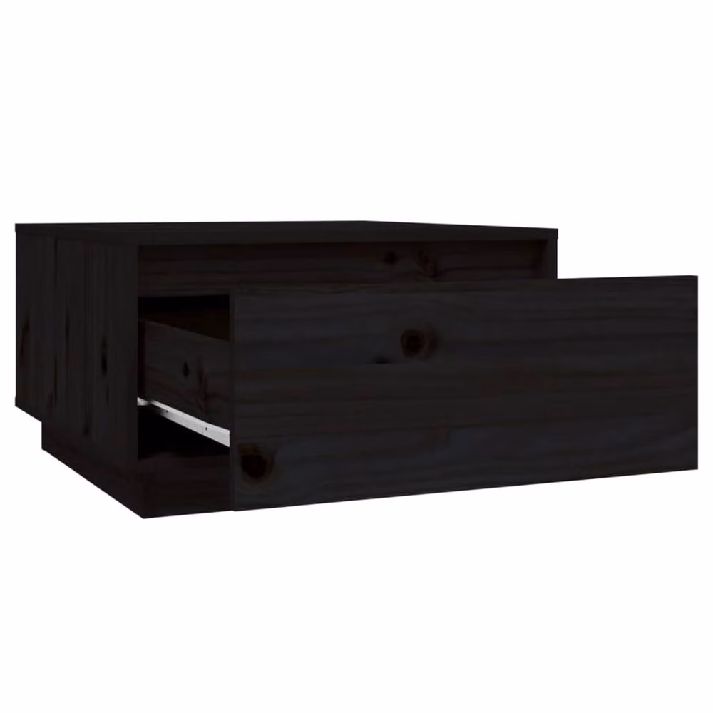 Berkfield Home Black Solid Wood Pine Coffee Table W: 55 cm, D: 56 cm, H: 32 cm – 4