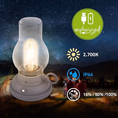 Briloner Rechargeable LED Table Lamp with Touch Dimming, IP44 Rated, Anthracite, W/D/H: 10.5 x 10.5 x 17.5 cm – 2