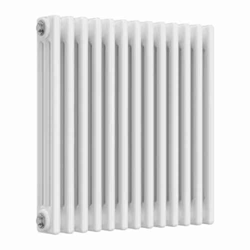 Reina Colona 3 Column Steel Wall Hung Radiator, White, H: 60 cm, W: 60 cm, D: 6 cm