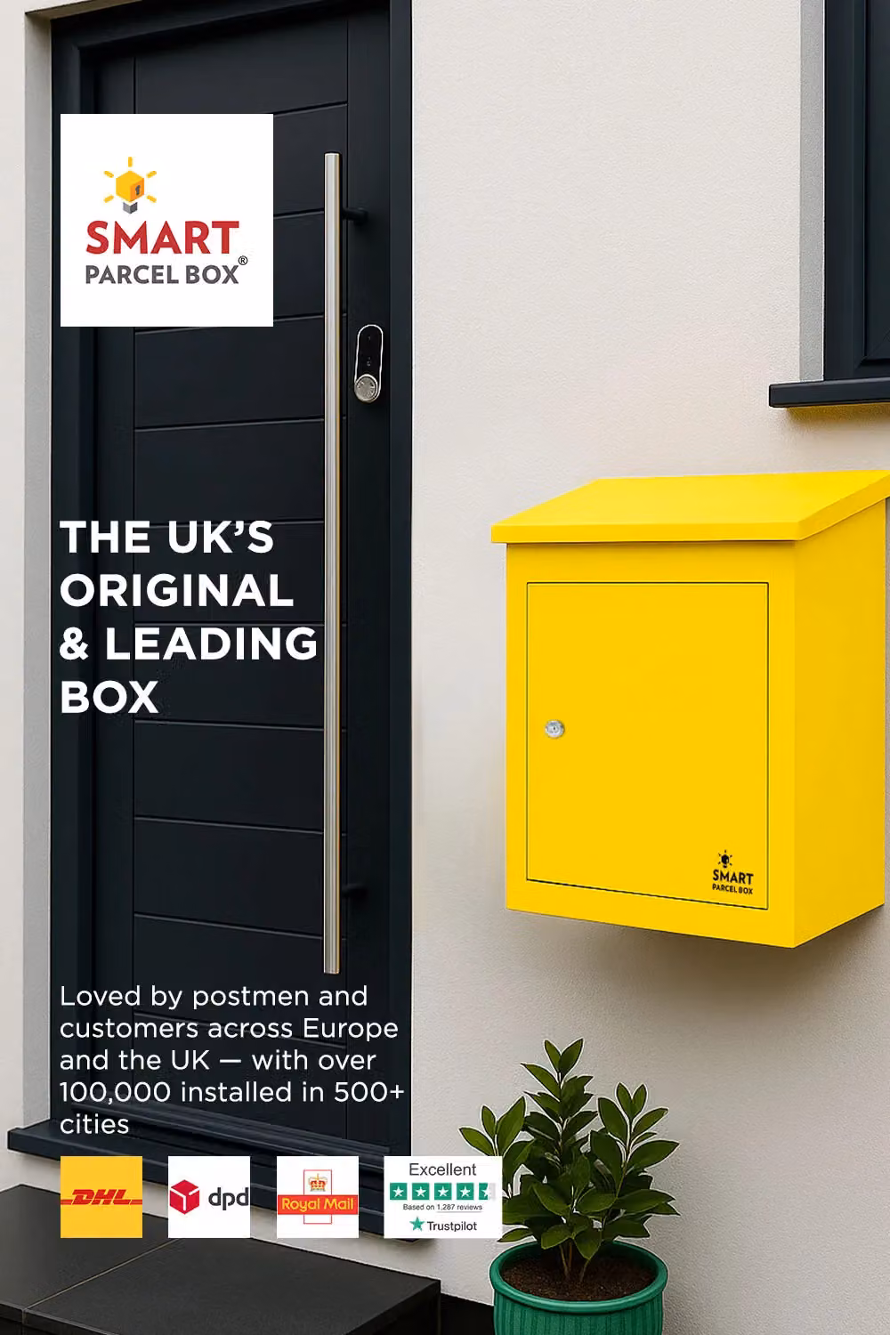 Homescapes Smart Parcel Box Medium Front Access Secure Delivery Box in Yellow, Steel, W/D/H: 58.0 x 44.0 x 58.0 cm – 2